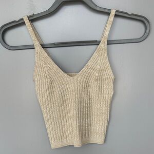 Fashion Nova Beige Ribbed Knit Crop Top